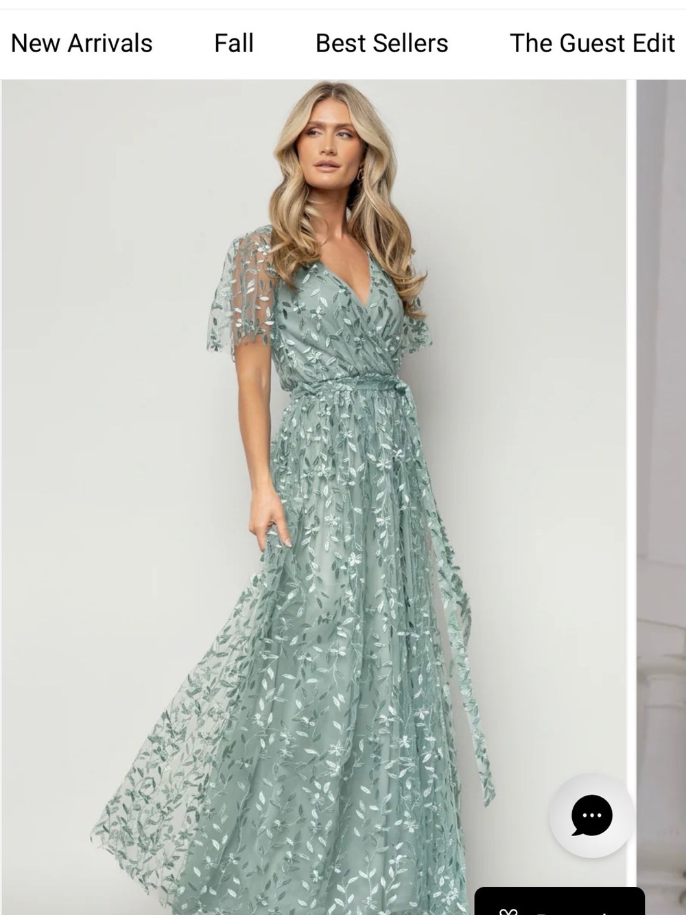 Baltic Born Marseille Dress Eucalyptus Embroidered V-Neck Maxi Dress